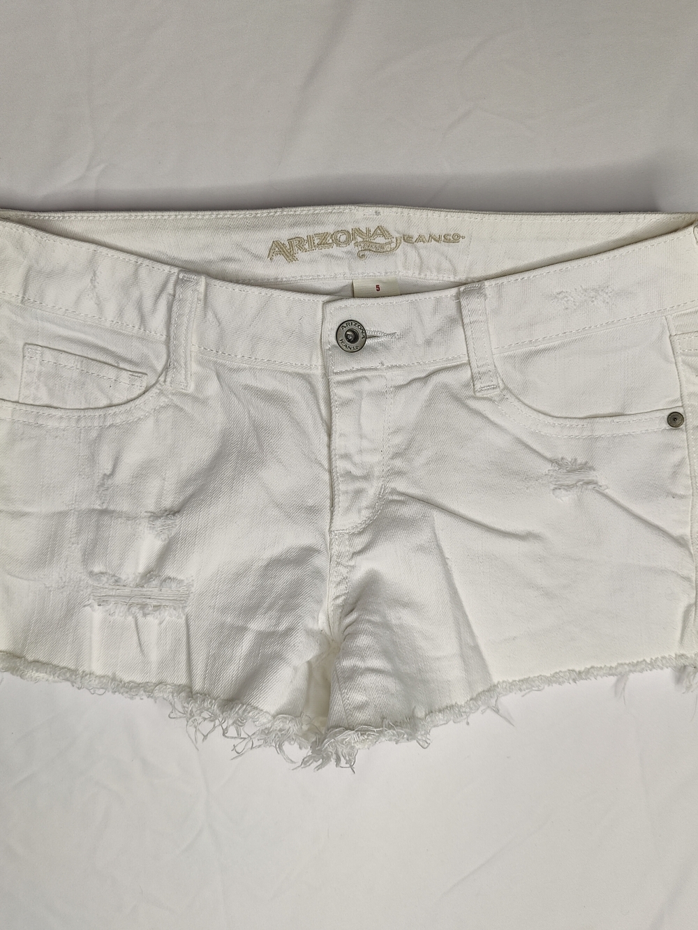 Women's White Distressed Denim Shorts